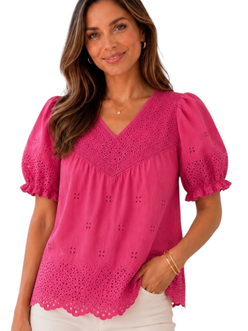 INDUSTRY Republic | Pink Eyelet Blouse Sz M NWT